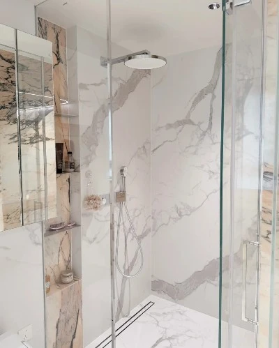 Sintered Stone Slab Shower Wall Application Sintered Stone Slab Shower Wall Application